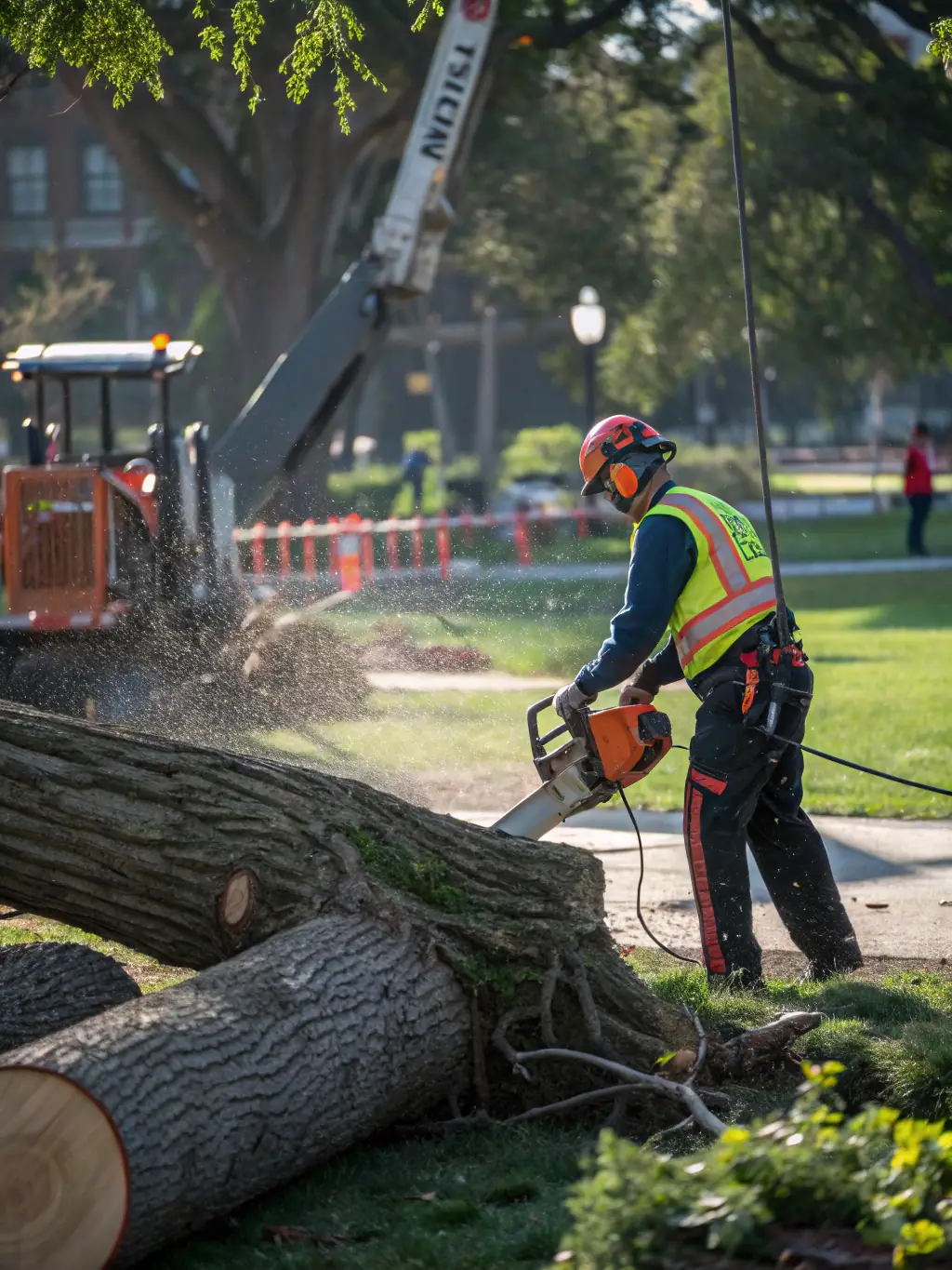 An image of brush removal in progress, with a focus on the equipment used and the efficient removal of unwanted vegetation.
